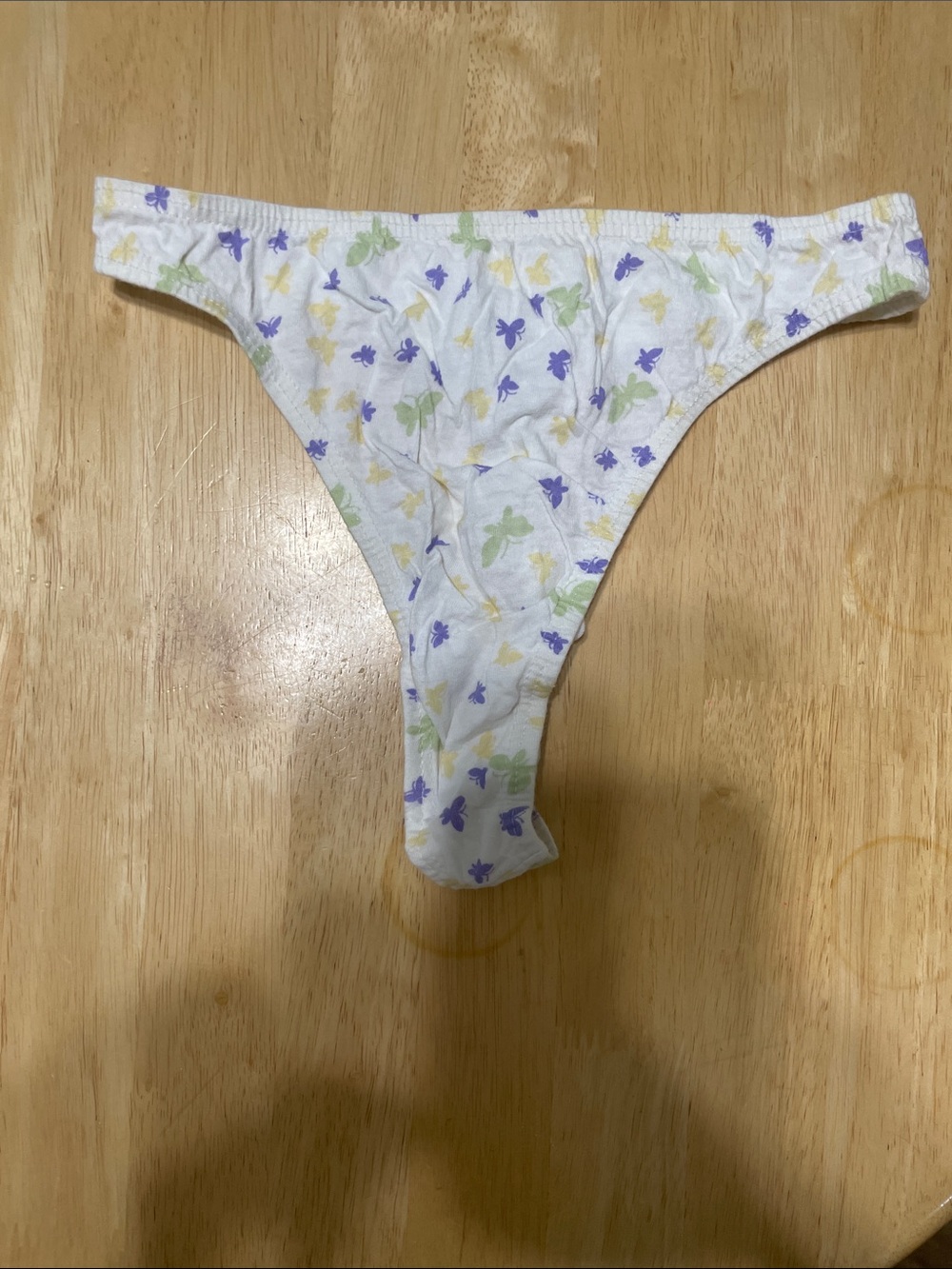 Women's Floral Cotton Bikini Briefs - White with Purple & Light Green Print